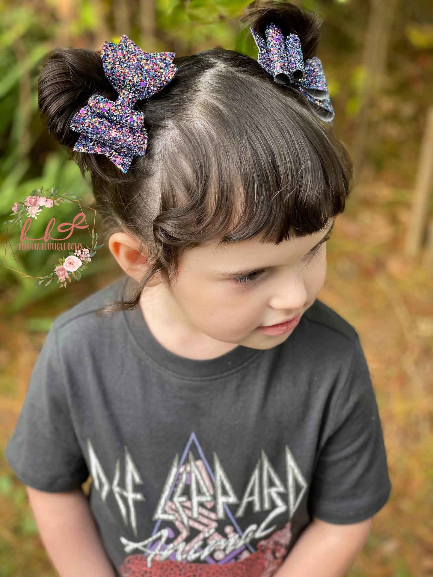 Mystical Purple Glitter- pigtail bow set