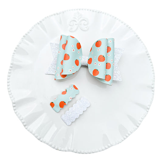Peaches- Bow & Snap Clip Set