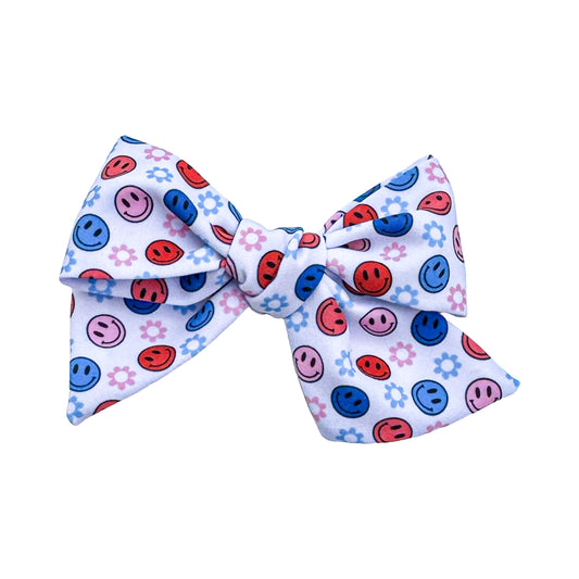 RWB Smileys- Fabric Bow