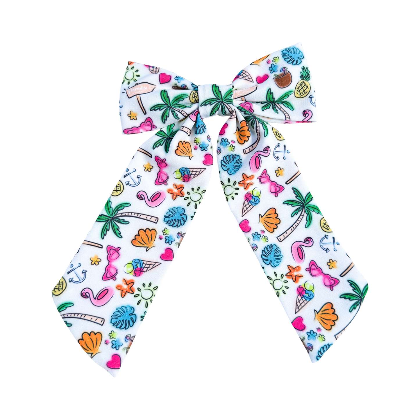 Tropical Vibes- Long Tail Fabric Bow
